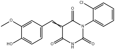 1-(2-chlorophenyl)-5-(4-hydroxy-3-methoxybenzylidene)-2,4,6(1H,3H,5H)-pyrimidinetrione Struktur