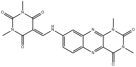 5-{[(1,3-dimethyl-2,4-dioxo-1,2,3,4-tetrahydrobenzo[g]pteridin-8-yl)amino]methylene}-1,3-dimethyl-2,4,6(1H,3H,5H)-pyrimidinetrione Struktur