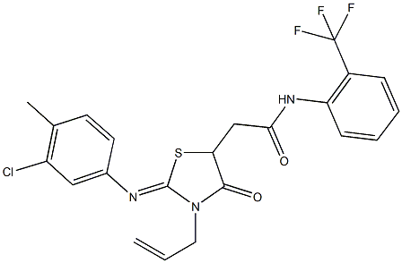 2-{3-allyl-2-[(3-chloro-4-methylphenyl)imino]-4-oxo-1,3-thiazolidin-5-yl}-N-[2-(trifluoromethyl)phenyl]acetamide Struktur