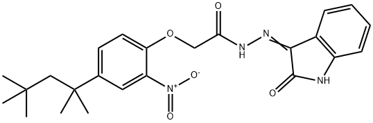 2-[2-nitro-4-(1,1,3,3-tetramethylbutyl)phenoxy]-N'-(2-oxo-1,2-dihydro-3H-indol-3-ylidene)acetohydrazide 結(jié)構(gòu)式