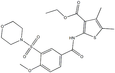 ethyl 2-{[4-methoxy-3-(4-morpholinylsulfonyl)benzoyl]amino}-4,5-dimethyl-3-thiophenecarboxylate Struktur
