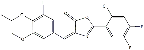 2-(2-chloro-4,5-difluorophenyl)-4-(4-ethoxy-3-iodo-5-methoxybenzylidene)-1,3-oxazol-5(4H)-one Struktur