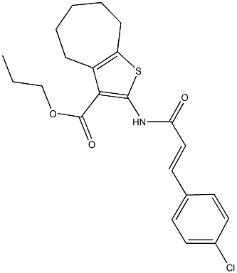 propyl 2-{[3-(4-chlorophenyl)acryloyl]amino}-5,6,7,8-tetrahydro-4H-cyclohepta[b]thiophene-3-carboxylate Structure