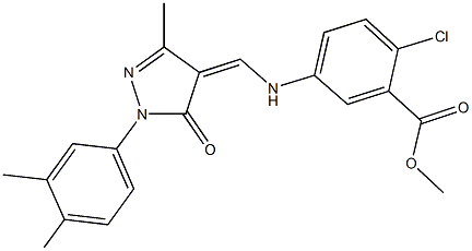 methyl 2-chloro-5-({[1-(3,4-dimethylphenyl)-3-methyl-5-oxo-1,5-dihydro-4H-pyrazol-4-ylidene]methyl}amino)benzoate Struktur