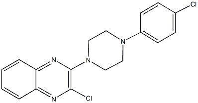 2-chloro-3-[4-(4-chlorophenyl)-1-piperazinyl]quinoxaline Struktur