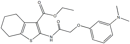 ethyl 2-({[3-(dimethylamino)phenoxy]acetyl}amino)-4,5,6,7-tetrahydro-1-benzothiophene-3-carboxylate Struktur