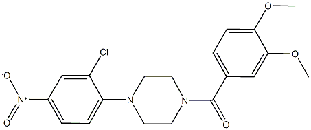 1-{2-chloro-4-nitrophenyl}-4-(3,4-dimethoxybenzoyl)piperazine Struktur
