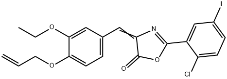 4-[4-(allyloxy)-3-ethoxybenzylidene]-2-(2-chloro-5-iodophenyl)-1,3-oxazol-5(4H)-one Struktur