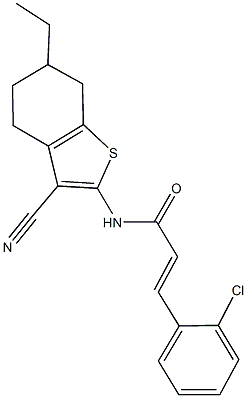 3-(2-chlorophenyl)-N-(3-cyano-6-ethyl-4,5,6,7-tetrahydro-1-benzothien-2-yl)acrylamide Struktur