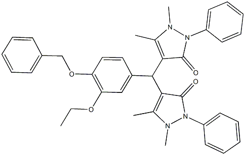 4-[[4-(benzyloxy)-3-ethoxyphenyl](1,5-dimethyl-3-oxo-2-phenyl-2,3-dihydro-1H-pyrazol-4-yl)methyl]-1,5-dimethyl-2-phenyl-1,2-dihydro-3H-pyrazol-3-one 結(jié)構(gòu)式