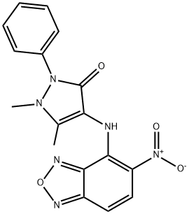 4-({5-nitro-2,1,3-benzoxadiazol-4-yl}amino)-1,5-dimethyl-2-phenyl-1,2-dihydro-3H-pyrazol-3-one Struktur