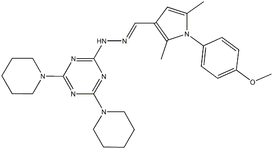 1-(4-methoxyphenyl)-2,5-dimethyl-1H-pyrrole-3-carbaldehyde [4,6-di(1-piperidinyl)-1,3,5-triazin-2-yl]hydrazone Struktur