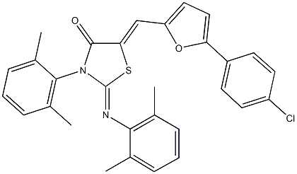 5-{[5-(4-chlorophenyl)-2-furyl]methylene}-3-(2,6-dimethylphenyl)-2-[(2,6-dimethylphenyl)imino]-1,3-thiazolidin-4-one Struktur