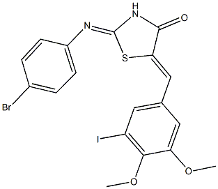 2-[(4-bromophenyl)imino]-5-(3-iodo-4,5-dimethoxybenzylidene)-1,3-thiazolidin-4-one Struktur