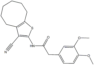 N-(3-cyano-4,5,6,7,8,9-hexahydrocycloocta[b]thien-2-yl)-2-(3,4-dimethoxyphenyl)acetamide Struktur