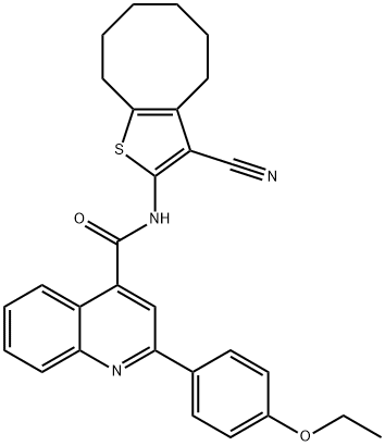 N-(3-cyano-4,5,6,7,8,9-hexahydrocycloocta[b]thiophen-2-yl)-2-(4-ethoxyphenyl)-4-quinolinecarboxamide Struktur