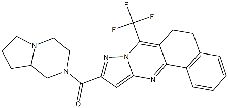 10-(hexahydropyrrolo[1,2-a]pyrazin-2(1H)-ylcarbonyl)-7-(trifluoromethyl)-5,6-dihydrobenzo[h]pyrazolo[5,1-b]quinazoline Struktur