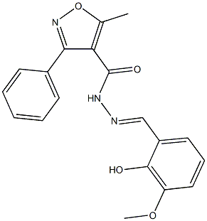 N'-(2-hydroxy-3-methoxybenzylidene)-5-methyl-3-phenyl-4-isoxazolecarbohydrazide Struktur