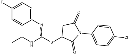 1-(4-chlorophenyl)-2,5-dioxo-3-pyrrolidinyl N-ethyl-N'-(4-fluorophenyl)imidothiocarbamate Struktur