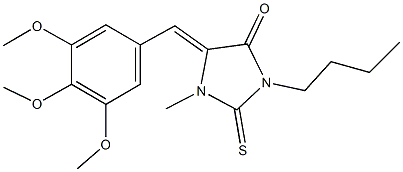 3-butyl-1-methyl-2-thioxo-5-(3,4,5-trimethoxybenzylidene)-4-imidazolidinone Struktur