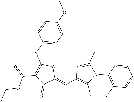 ethyl 5-{[2,5-dimethyl-1-(2-methylphenyl)-1H-pyrrol-3-yl]methylene}-2-(4-methoxyanilino)-4-oxo-4,5-dihydro-3-thiophenecarboxylate Struktur