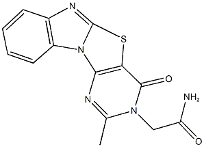2-(2-methyl-4-oxopyrimido[4',5':4,5][1,3]thiazolo[3,2-a]benzimidazol-3(4H)-yl)acetamide Struktur