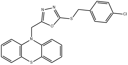 10-({5-[(4-chlorobenzyl)sulfanyl]-1,3,4-oxadiazol-2-yl}methyl)-10H-phenothiazine Struktur