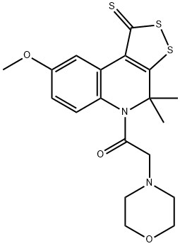 8-methoxy-4,4-dimethyl-5-(4-morpholinylacetyl)-4,5-dihydro-1H-[1,2]dithiolo[3,4-c]quinoline-1-thione Struktur