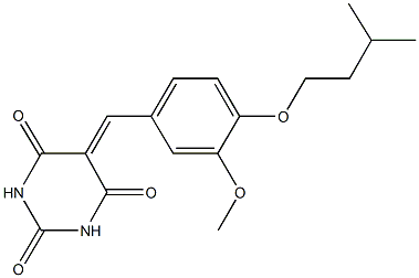 5-[4-(isopentyloxy)-3-methoxybenzylidene]-2,4,6(1H,3H,5H)-pyrimidinetrione Struktur