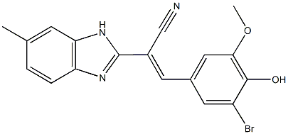 3-(3-bromo-4-hydroxy-5-methoxyphenyl)-2-(6-methyl-1H-benzimidazol-2-yl)acrylonitrile Struktur