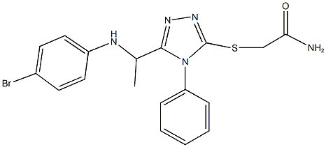 2-({5-[1-(4-bromoanilino)ethyl]-4-phenyl-4H-1,2,4-triazol-3-yl}sulfanyl)acetamide Struktur