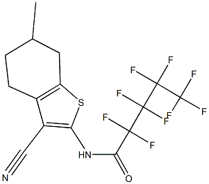 N-(3-cyano-6-methyl-4,5,6,7-tetrahydro-1-benzothiophen-2-yl)-2,2,3,3,4,4,5,5,5-nonafluoropentanamide Struktur