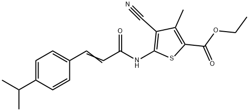 ethyl 4-cyano-5-{[3-(4-isopropylphenyl)acryloyl]amino}-3-methyl-2-thiophenecarboxylate Struktur