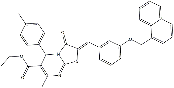 ethyl 7-methyl-5-(4-methylphenyl)-2-[3-(1-naphthylmethoxy)benzylidene]-3-oxo-2,3-dihydro-5H-[1,3]thiazolo[3,2-a]pyrimidine-6-carboxylate Struktur
