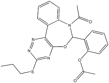 2-[7-acetyl-3-(propylsulfanyl)-6,7-dihydro[1,2,4]triazino[5,6-d][3,1]benzoxazepin-6-yl]phenyl acetate Struktur
