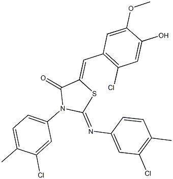 5-(2-chloro-4-hydroxy-5-methoxybenzylidene)-3-(3-chloro-4-methylphenyl)-2-[(3-chloro-4-methylphenyl)imino]-1,3-thiazolidin-4-one Structure