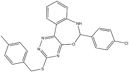 6-(4-chlorophenyl)-3-[(4-methylbenzyl)sulfanyl]-6,7-dihydro[1,2,4]triazino[5,6-d][3,1]benzoxazepine Struktur