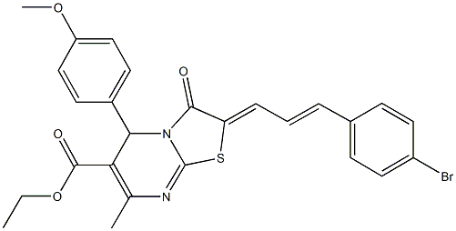 ethyl 2-[3-(4-bromophenyl)-2-propenylidene]-5-(4-methoxyphenyl)-7-methyl-3-oxo-2,3-dihydro-5H-[1,3]thiazolo[3,2-a]pyrimidine-6-carboxylate Struktur