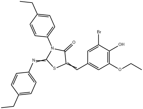 5-(3-bromo-5-ethoxy-4-hydroxybenzylidene)-3-(4-ethylphenyl)-2-[(4-ethylphenyl)imino]-1,3-thiazolidin-4-one Struktur