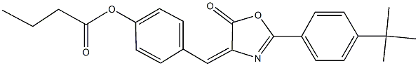 4-[(2-(4-tert-butylphenyl)-5-oxo-1,3-oxazol-4(5H)-ylidene)methyl]phenyl butyrate Struktur