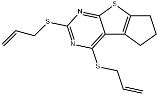 2,4-bis(allylsulfanyl)-6,7-dihydro-5H-cyclopenta[4,5]thieno[2,3-d]pyrimidine Struktur
