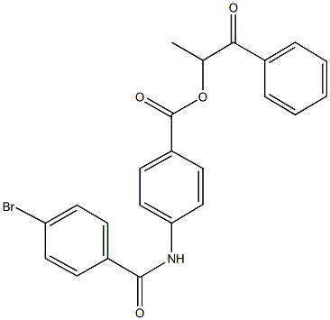 1-methyl-2-oxo-2-phenylethyl 4-[(4-bromobenzoyl)amino]benzoate Struktur