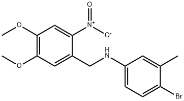 4-bromo-N-(4,5-dimethoxy-2-nitrobenzyl)-3-methylaniline Struktur