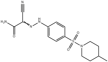 2-cyano-2-({4-[(4-methyl-1-piperidinyl)sulfonyl]phenyl}hydrazono)acetamide Struktur