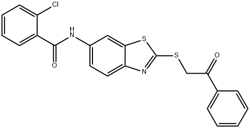 2-chloro-N-{2-[(2-oxo-2-phenylethyl)sulfanyl]-1,3-benzothiazol-6-yl}benzamide Struktur