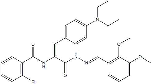 2-chloro-N-(2-[4-(diethylamino)phenyl]-1-{[2-(2,3-dimethoxybenzylidene)hydrazino]carbonyl}vinyl)benzamide Struktur