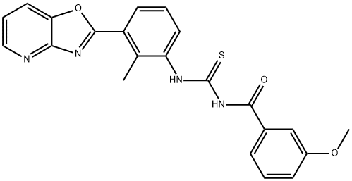 N-(3-methoxybenzoyl)-N'-(2-methyl-3-[1,3]oxazolo[4,5-b]pyridin-2-ylphenyl)thiourea Struktur