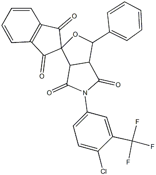5-[4-chloro-3-(trifluoromethyl)phenyl]-1-phenyl-3a,6a-dihydrosprio[1H-furo[3,4-c]pyrrole-3,2'-(1'H)-indene]-1',3',4,6(2'H,3H,5H)-tetrone Struktur