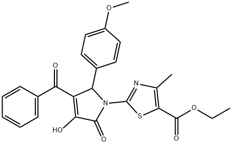 ethyl 2-[3-benzoyl-4-hydroxy-2-(4-methoxyphenyl)-5-oxo-2,5-dihydro-1H-pyrrol-1-yl]-4-methyl-1,3-thiazole-5-carboxylate Struktur