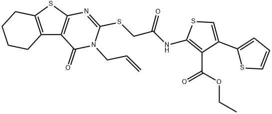 ethyl 2-({[(3-allyl-4-oxo-3,4,5,6,7,8-hexahydro[1]benzothieno[2,3-d]pyrimidin-2-yl)thio]acetyl}amino)-2',4-bithiophene-3-carboxylate Struktur